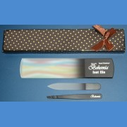 BOHEMIA pánská dárková sada - pinzeta + skleněná škrabka na paty 160/8mm a malý pilník 90/2mm Pro pány